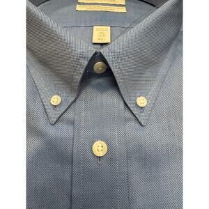 NEW Roundtree & Yorke Gold Label Dress Shirt 18.5 36/37 Tall Blue No-Iron Cotton